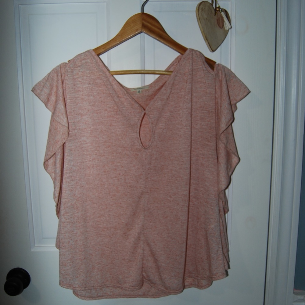 Max Studio Flutter sleeve pink top